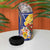 Barbados Coat Of Arms 4 in 1 Can Cooler Tumbler With Dwarf Poinciana Flowers - Wonder Print Shop