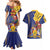 Barbados Coat Of Arms Couples Matching Mermaid Dress and Hawaiian Shirt With Dwarf Poinciana Flowers - Wonder Print Shop