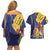 Barbados Coat Of Arms Couples Matching Off Shoulder Short Dress and Hawaiian Shirt With Dwarf Poinciana Flowers - Wonder Print Shop