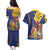 Barbados Coat Of Arms Couples Matching Puletasi and Hawaiian Shirt With Dwarf Poinciana Flowers - Wonder Print Shop