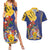 Barbados Coat Of Arms Couples Matching Summer Maxi Dress and Hawaiian Shirt With Dwarf Poinciana Flowers - Wonder Print Shop