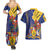 Barbados Coat Of Arms Couples Matching Summer Maxi Dress and Hawaiian Shirt With Dwarf Poinciana Flowers - Wonder Print Shop