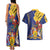 Barbados Coat Of Arms Couples Matching Tank Maxi Dress and Hawaiian Shirt With Dwarf Poinciana Flowers - Wonder Print Shop