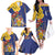 Barbados Coat Of Arms Family Matching Off The Shoulder Long Sleeve Dress and Hawaiian Shirt With Dwarf Poinciana Flowers - Wonder Print Shop