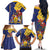 Barbados Coat Of Arms Family Matching Off The Shoulder Long Sleeve Dress and Hawaiian Shirt With Dwarf Poinciana Flowers - Wonder Print Shop