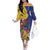 Barbados Coat Of Arms Family Matching Off The Shoulder Long Sleeve Dress and Hawaiian Shirt With Dwarf Poinciana Flowers - Wonder Print Shop