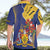 Barbados Coat Of Arms Hawaiian Shirt With Dwarf Poinciana Flowers - Wonder Print Shop