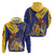 Barbados Coat Of Arms Hoodie With Dwarf Poinciana Flowers - Wonder Print Shop