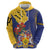 Barbados Coat Of Arms Hoodie With Dwarf Poinciana Flowers - Wonder Print Shop