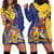 Barbados Coat Of Arms Hoodie Dress With Dwarf Poinciana Flowers - Wonder Print Shop