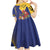 Barbados Coat Of Arms Kid Short Sleeve Dress With Dwarf Poinciana Flowers - Wonder Print Shop