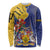 Barbados Coat Of Arms Long Sleeve Shirt With Dwarf Poinciana Flowers - Wonder Print Shop