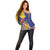 Barbados Coat Of Arms Off Shoulder Sweater With Dwarf Poinciana Flowers - Wonder Print Shop