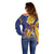 Barbados Coat Of Arms Off Shoulder Sweater With Dwarf Poinciana Flowers - Wonder Print Shop