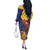 Barbados Coat Of Arms Off The Shoulder Long Sleeve Dress With Dwarf Poinciana Flowers - Wonder Print Shop