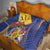 Barbados Coat Of Arms Quilt With Dwarf Poinciana Flowers - Wonder Print Shop