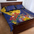 Barbados Coat Of Arms Quilt Bed Set With Dwarf Poinciana Flowers - Wonder Print Shop