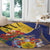 Barbados Coat Of Arms Round Carpet With Dwarf Poinciana Flowers