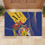 Barbados Coat Of Arms Rubber Doormat With Dwarf Poinciana Flowers - Wonder Print Shop