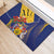 Barbados Coat Of Arms Rubber Doormat With Dwarf Poinciana Flowers - Wonder Print Shop