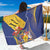 Barbados Coat Of Arms Sarong With Dwarf Poinciana Flowers - Wonder Print Shop