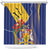 Barbados Coat Of Arms Shower Curtain With Dwarf Poinciana Flowers