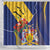 Barbados Coat Of Arms Shower Curtain With Dwarf Poinciana Flowers