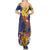 Barbados Coat Of Arms Summer Maxi Dress With Dwarf Poinciana Flowers - Wonder Print Shop