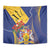 Barbados Coat Of Arms Tapestry With Dwarf Poinciana Flowers