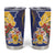 Barbados Coat Of Arms Tumbler Cup With Dwarf Poinciana Flowers - Wonder Print Shop