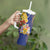 Barbados Coat Of Arms Tumbler With Handle With Dwarf Poinciana Flowers - Wonder Print Shop