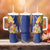 Barbados Coat Of Arms Tumbler With Handle With Dwarf Poinciana Flowers - Wonder Print Shop