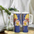 Barbados Coat Of Arms Tumbler With Handle With Dwarf Poinciana Flowers - Wonder Print Shop