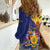 Barbados Coat Of Arms Women Casual Shirt With Dwarf Poinciana Flowers