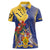 Barbados Coat Of Arms Women Polo Shirt With Dwarf Poinciana Flowers - Wonder Print Shop