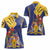 Barbados Coat Of Arms Women Polo Shirt With Dwarf Poinciana Flowers - Wonder Print Shop