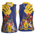 Barbados Coat Of Arms Women Sleeveless Polo Shirt With Dwarf Poinciana Flowers - Wonder Print Shop