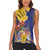 Barbados Coat Of Arms Women Sleeveless Polo Shirt With Dwarf Poinciana Flowers - Wonder Print Shop