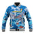 Personalized Barbados Fish Flying Baseball Jacket With Stormy Sea Wave - Wonder Print Shop