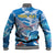 Personalized Barbados Fish Flying Baseball Jacket With Stormy Sea Wave - Wonder Print Shop