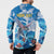 Personalized Barbados Fish Flying Button Sweatshirt With Stormy Sea Wave - Wonder Print Shop