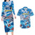 Personalized Barbados Fish Flying Couples Matching Long Sleeve Bodycon Dress and Hawaiian Shirt With Stormy Sea Wave - Wonder Print Shop