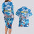 Personalized Barbados Fish Flying Couples Matching Long Sleeve Bodycon Dress and Hawaiian Shirt With Stormy Sea Wave - Wonder Print Shop