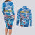 Personalized Barbados Fish Flying Couples Matching Long Sleeve Bodycon Dress and Long Sleeve Button Shirt With Stormy Sea Wave - Wonder Print Shop