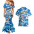 Personalized Barbados Fish Flying Couples Matching Mermaid Dress and Hawaiian Shirt With Stormy Sea Wave - Wonder Print Shop