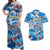 Personalized Barbados Fish Flying Couples Matching Off Shoulder Maxi Dress and Hawaiian Shirt With Stormy Sea Wave - Wonder Print Shop