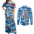 Personalized Barbados Fish Flying Couples Matching Off Shoulder Maxi Dress and Long Sleeve Button Shirt With Stormy Sea Wave - Wonder Print Shop