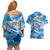 Personalized Barbados Fish Flying Couples Matching Off Shoulder Short Dress and Hawaiian Shirt With Stormy Sea Wave - Wonder Print Shop