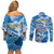 Personalized Barbados Fish Flying Couples Matching Off Shoulder Short Dress and Long Sleeve Button Shirt With Stormy Sea Wave - Wonder Print Shop