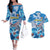 Personalized Barbados Fish Flying Couples Matching Off The Shoulder Long Sleeve Dress and Hawaiian Shirt With Stormy Sea Wave - Wonder Print Shop